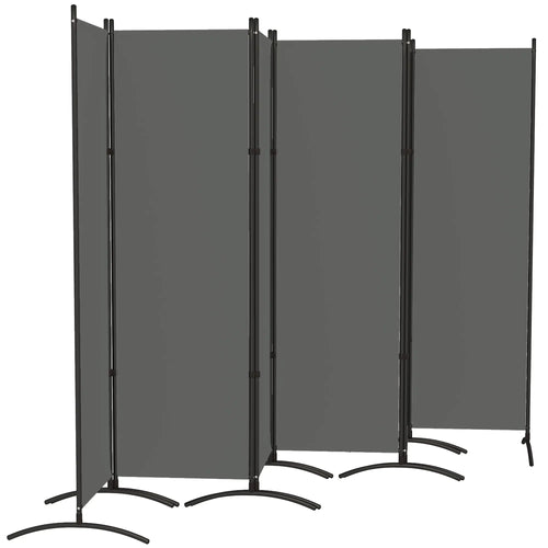 6 Panel Folding Room Divider, UV30+ Privacy Screen, Dark Grey