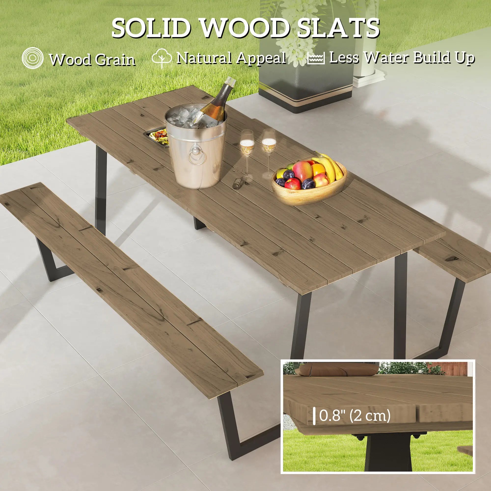 5.7 FT Outdoor Picnic Table, Spruce Wood, 795 LBS Benches, Brown Picnic Tables & Camping Chairs at Gallery Canada