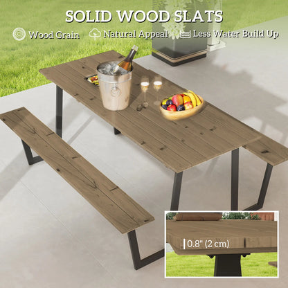 5.7 FT Outdoor Picnic Table, Spruce Wood, 795 LBS Benches, Brown Picnic Tables & Camping Chairs at Gallery Canada