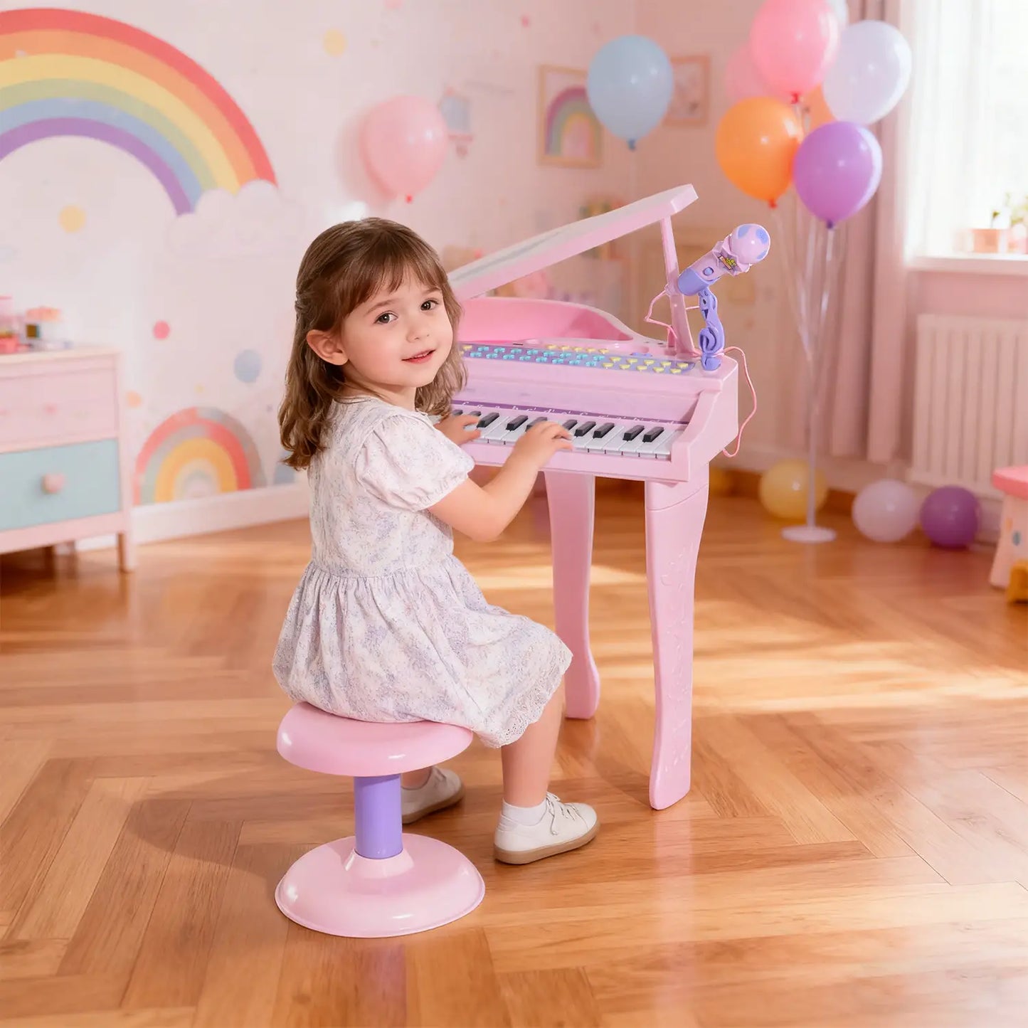 Mini Electronic Piano, 37 Key Keyboard, Kids Toy with Microphone, Pink Electronic Musical Pianos at Gallery Canada