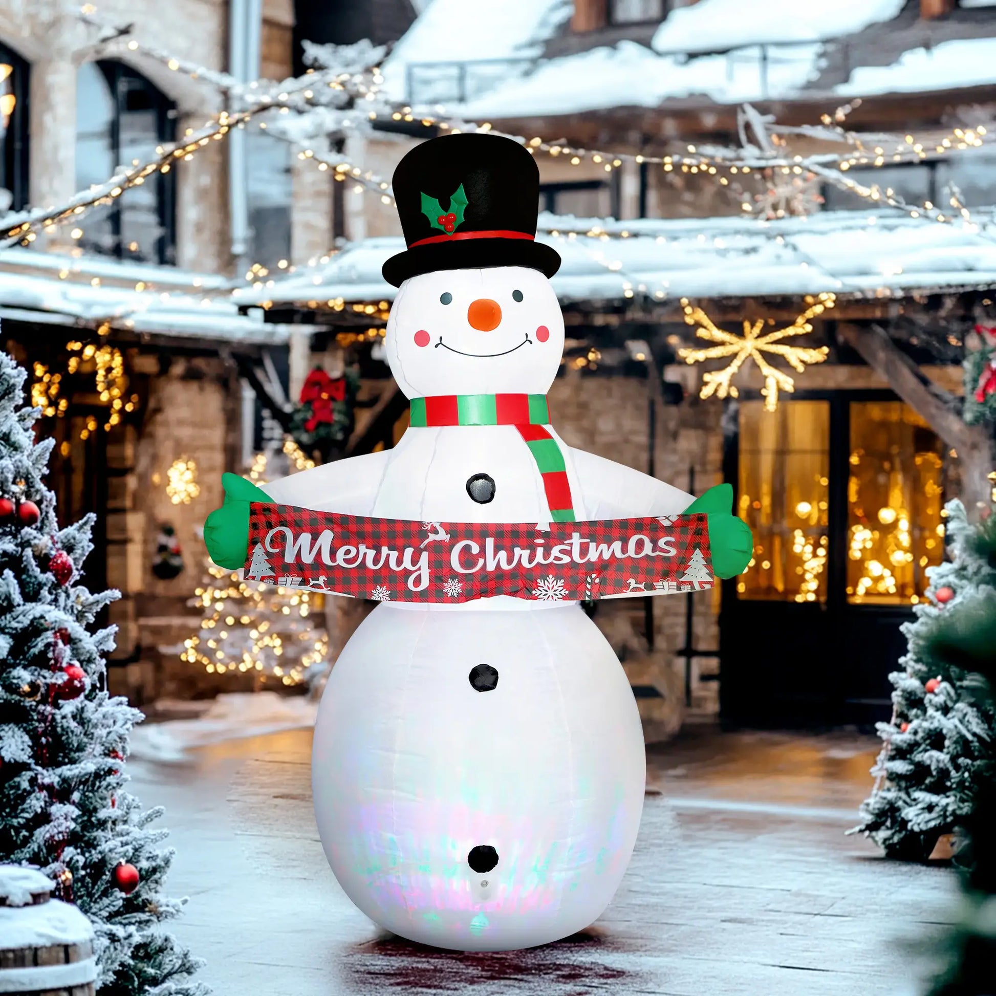 7FT Snowman Inflatable with Motion Music, LED Light Projector Christmas Inflatables at Gallery Canada