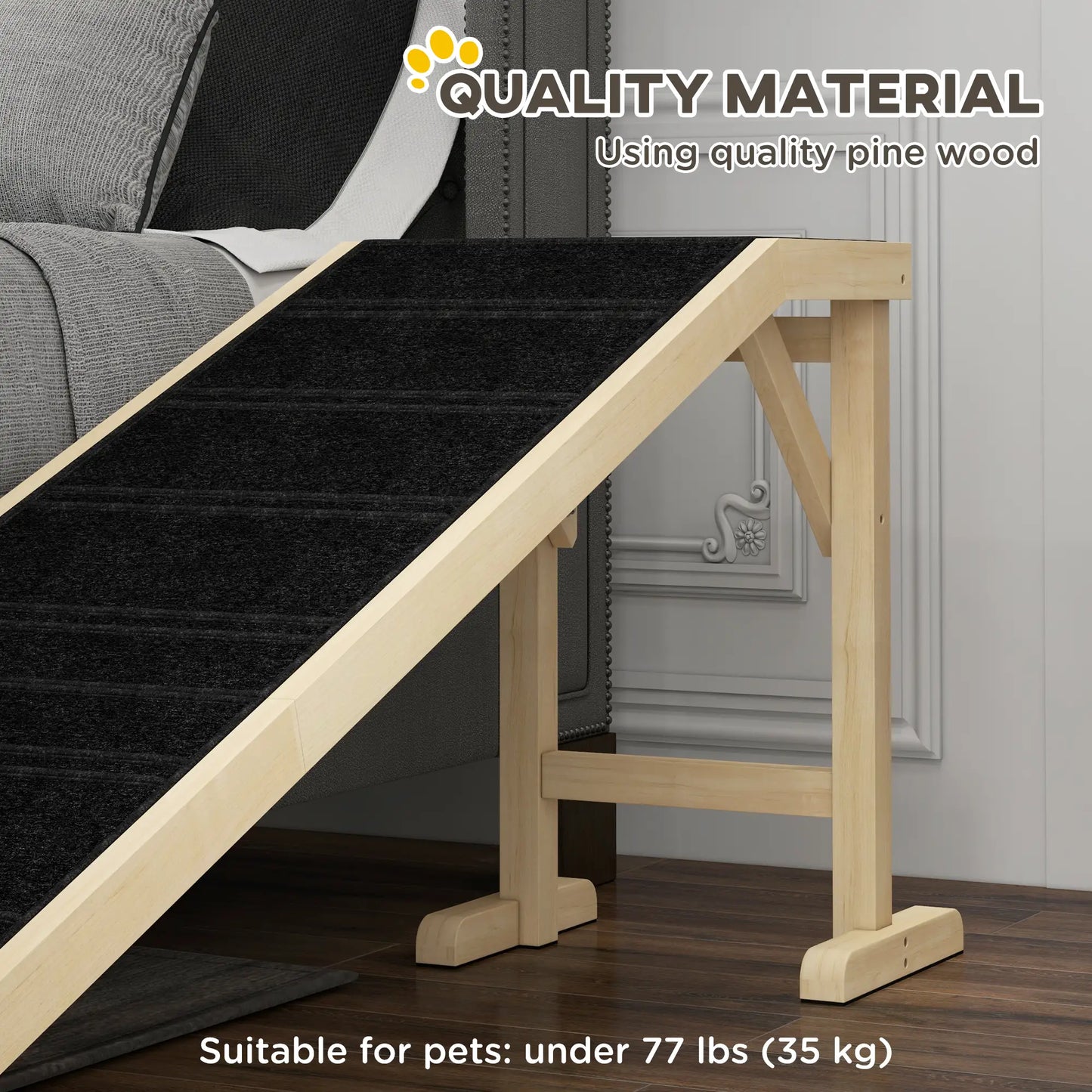 Pet Ramp Bed Steps, Non-Slip Carpet, 74"L x 16"W x 25"H, Natural Dog Stairs at Gallery Canada