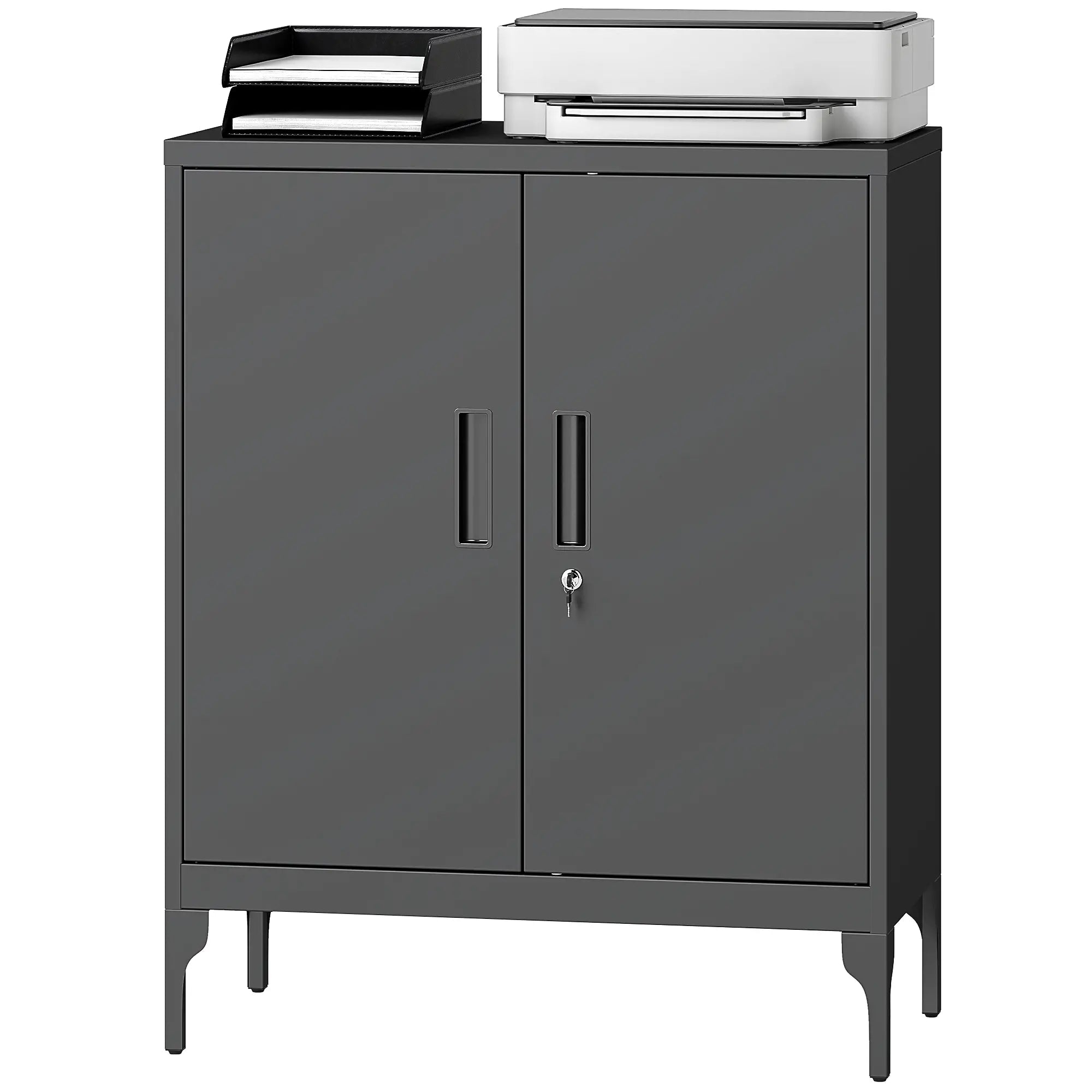 Office Storage Cabinet with Lock, Adjustable Shelves, Black Office Cabinets & Cupboards Black at Gallery Canada