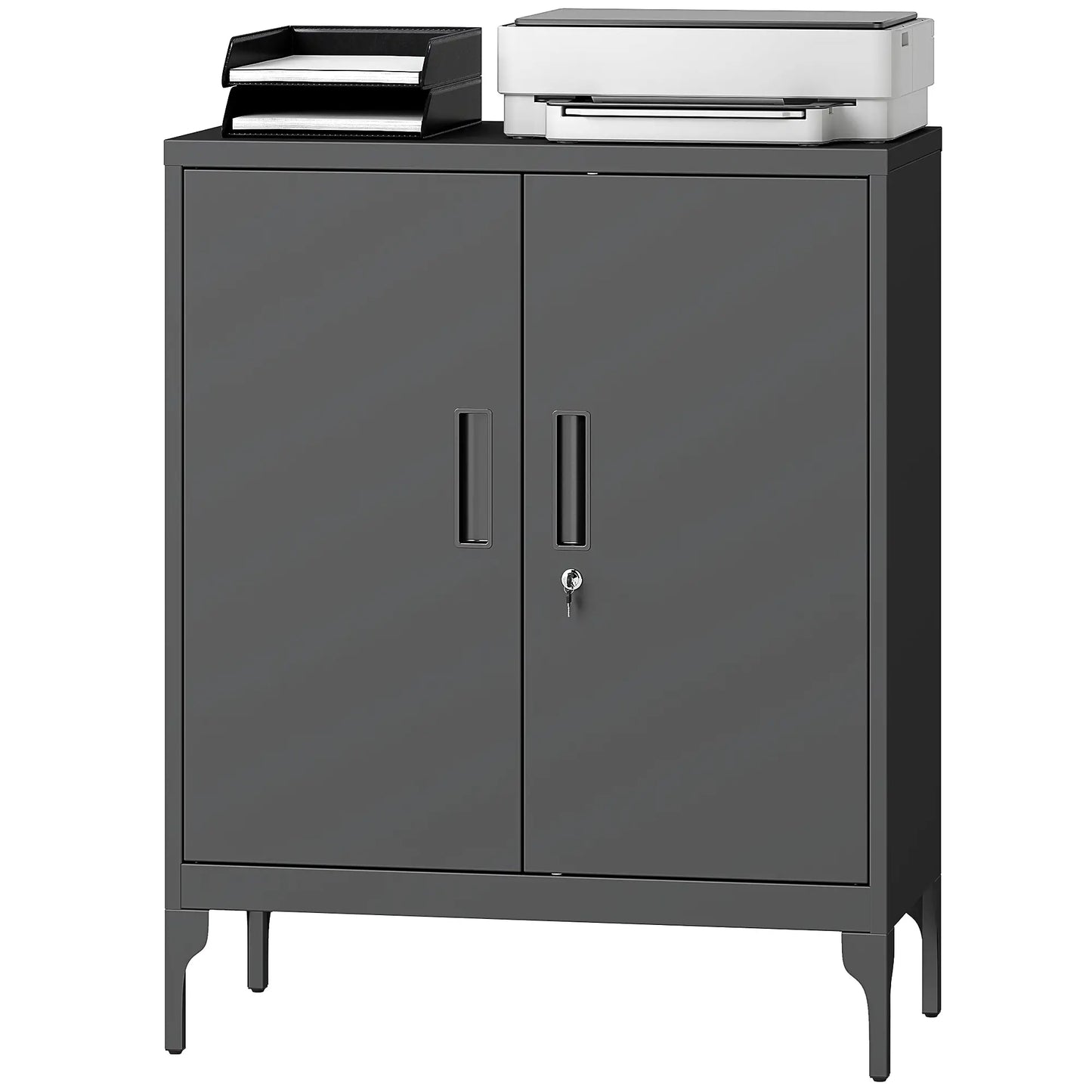 Office Storage Cabinet with Lock, Adjustable Shelves, Black Office Cabinets & Cupboards Black at Gallery Canada