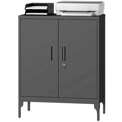 Office Storage Cabinet with Lock, Adjustable Shelves, Black Office Cabinets & Cupboards Black at Gallery Canada