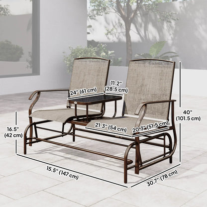 2 Person Patio Glider Rocking Chair, Outdoor Loveseat, Flaxen Outdoor Gliders at Gallery Canada