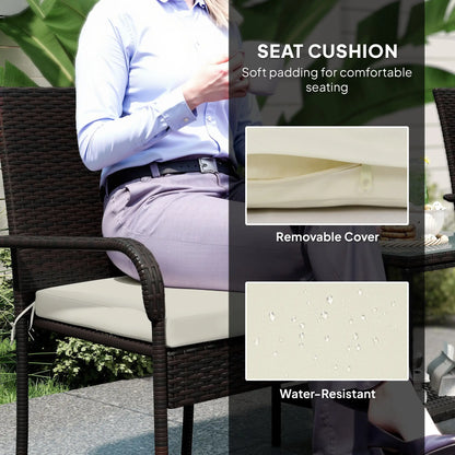 3 Piece Wicker Patio Set, Stackable Chairs, Washable Cushion, Tempered Glass Top, Brown Bistro Sets at Gallery Canada