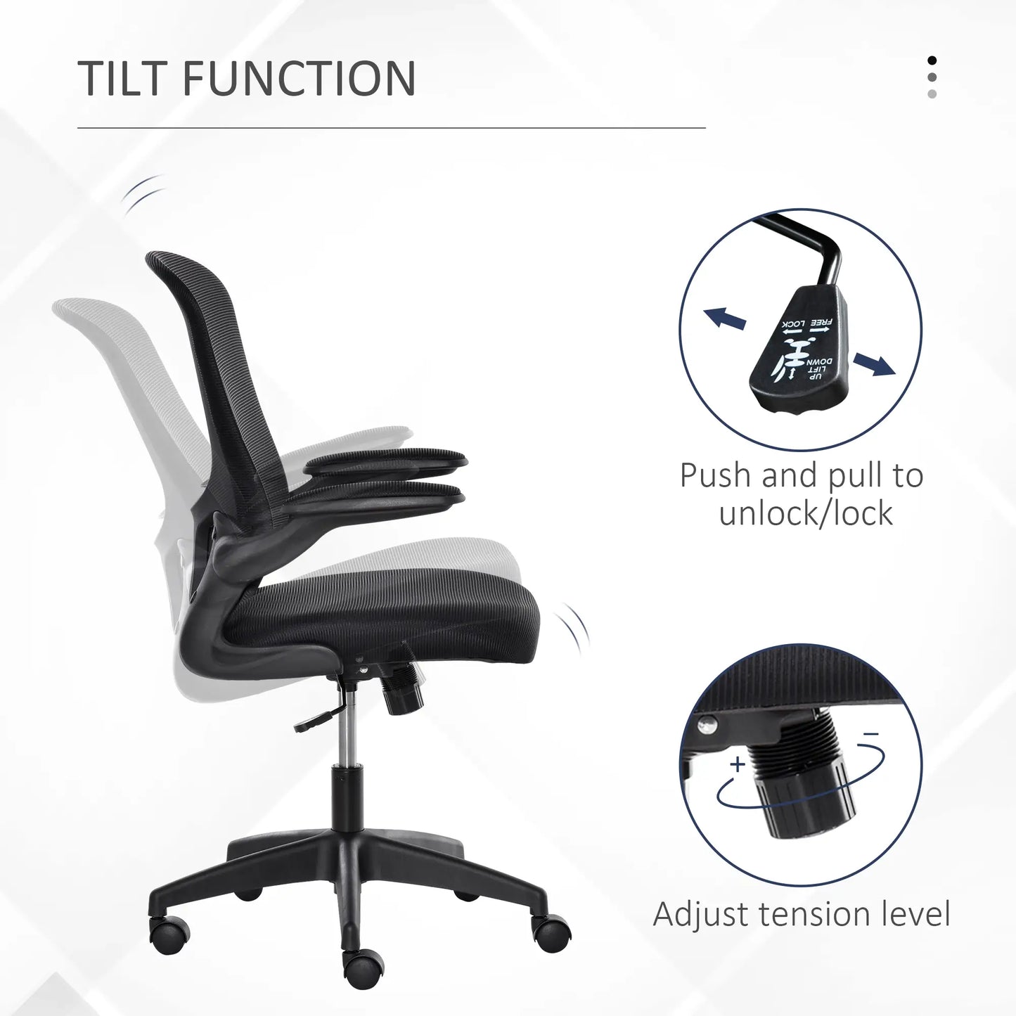 Mesh Office Chair, Swivel Desk Chair, Lumbar Support, Adjustable Height, Flip-Up Arm, Black Office Chairs at Gallery Canada