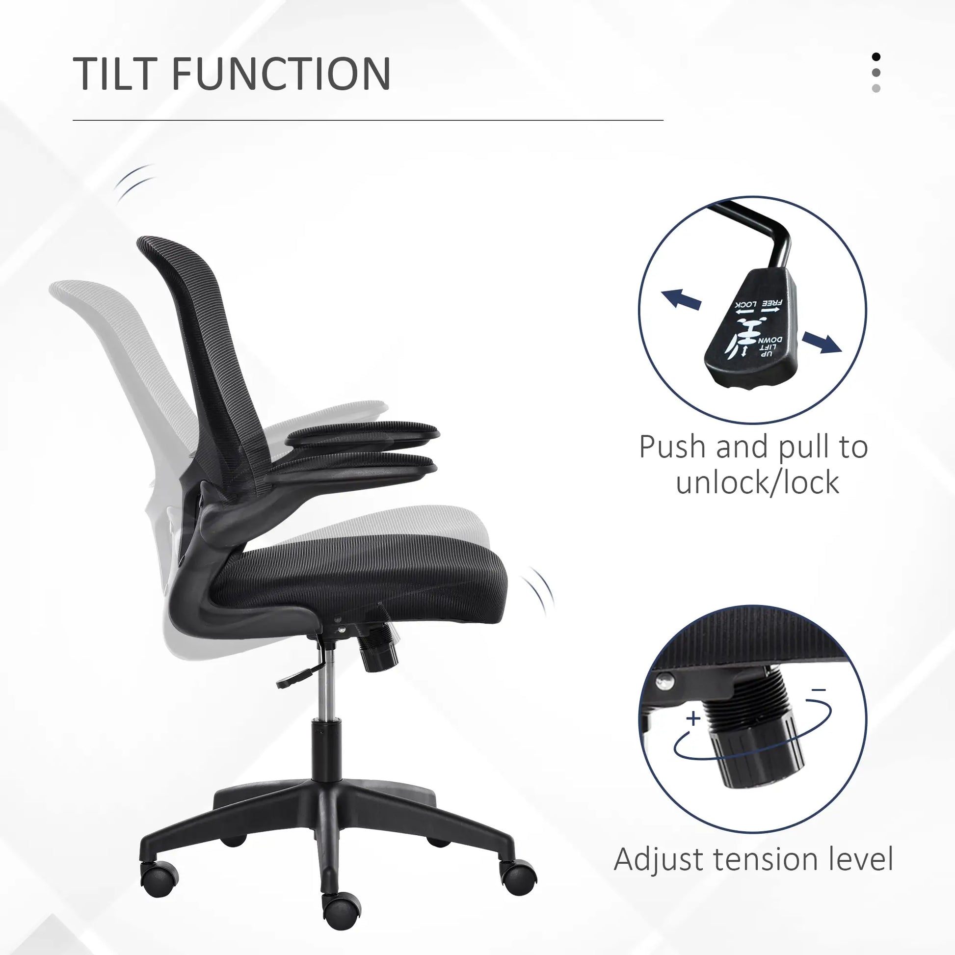 Mesh Office Chair, Swivel Desk Chair, Lumbar Support, Adjustable Height, Flip-Up Arm, Black Office Chairs at Gallery Canada