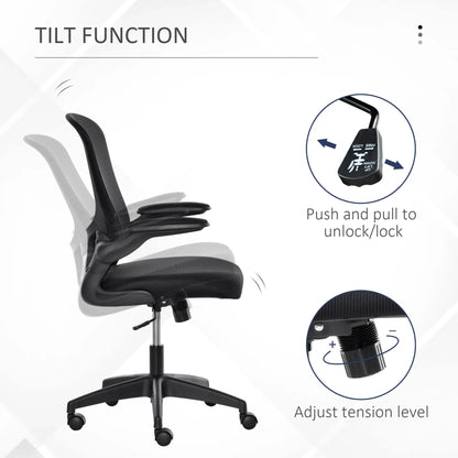 Mesh Office Chair, Swivel Desk Chair, Lumbar Support, Adjustable Height, Flip-Up Arm, Black Office Chairs at Gallery Canada