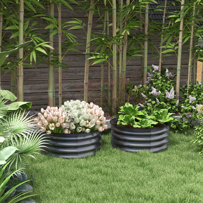 Set of 2 Raised Garden Beds, Metal Planter Box, Easy Assembly, Dark Grey Raised Garden Beds at Gallery Canada