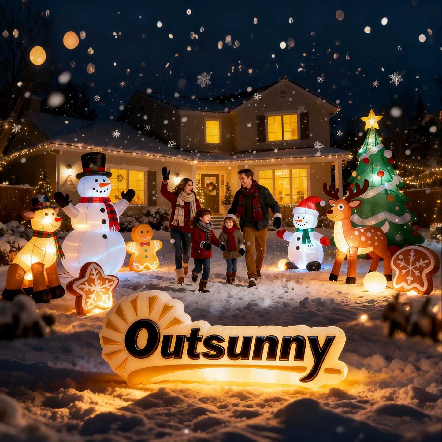7FT Snowman Inflatable with Motion Music, LED Light Projector Christmas Inflatables at Gallery Canada