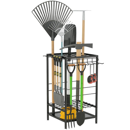 3-Tier Yard Tool Rack, Garden Organizer with 14 Hooks, Black Garden Accessories at Gallery Canada