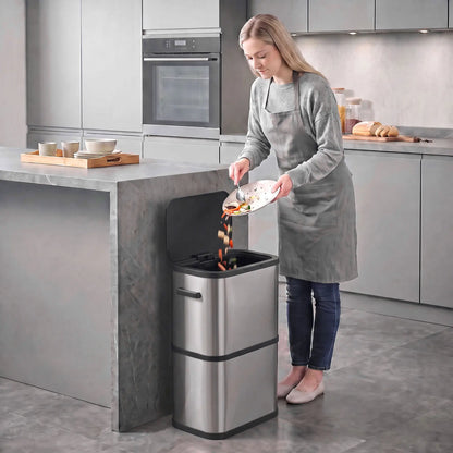 60 L Slim Stainless Steel Trash Can, Soft-Close Lid, Silver Kitchen Trash Cans at Gallery Canada