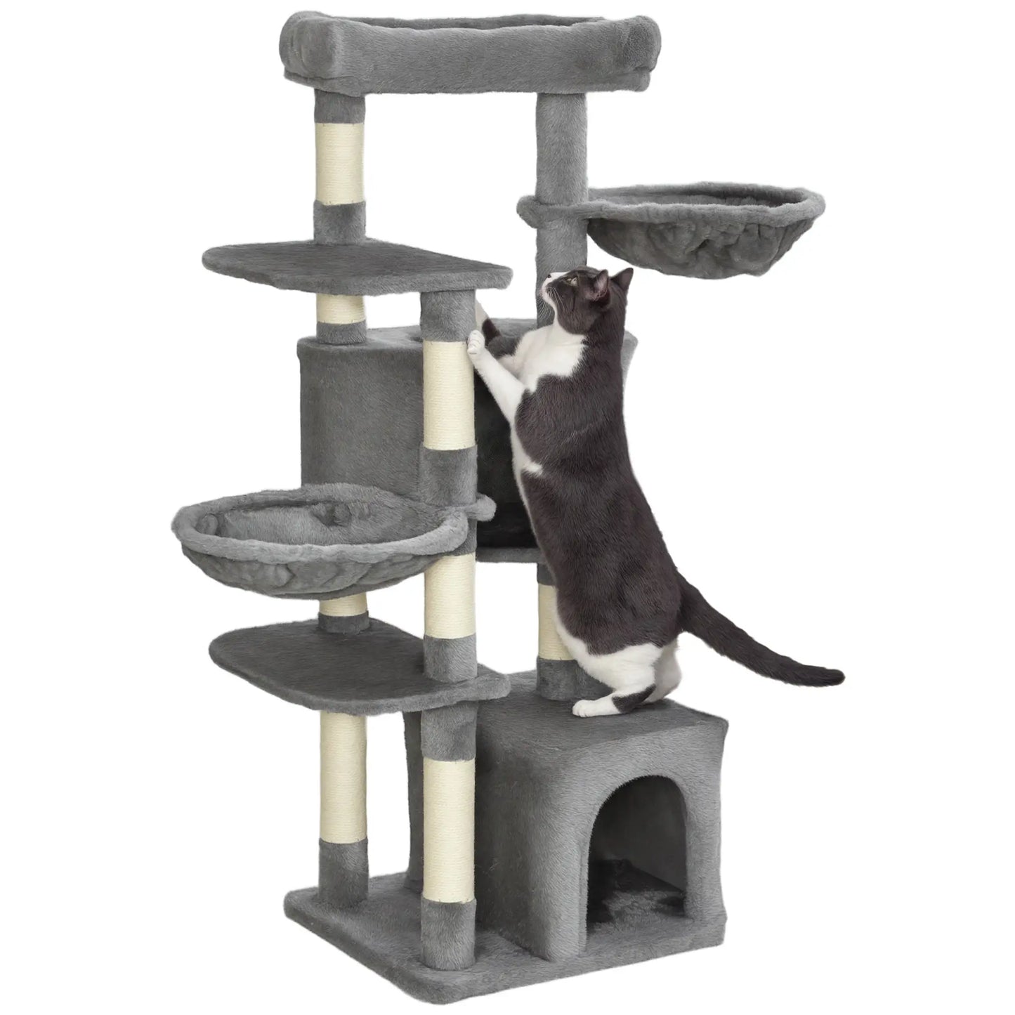 52.5" Cat Tree Tower, Scratching Posts, Condos, Bed, Grey Cat Towers at Gallery Canada