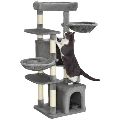 52.5" Cat Tree Tower, Scratching Posts, Condos, Bed, Grey Cat Towers at Gallery Canada