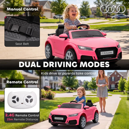 Voiture électrique pour enfants 12V, Audi TT RS avec télécommande, Rose