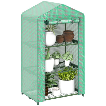 3 Tier Mini Greenhouse, Portable Flower Stand, Steel Frame, Green Greenhouses at Gallery Canada