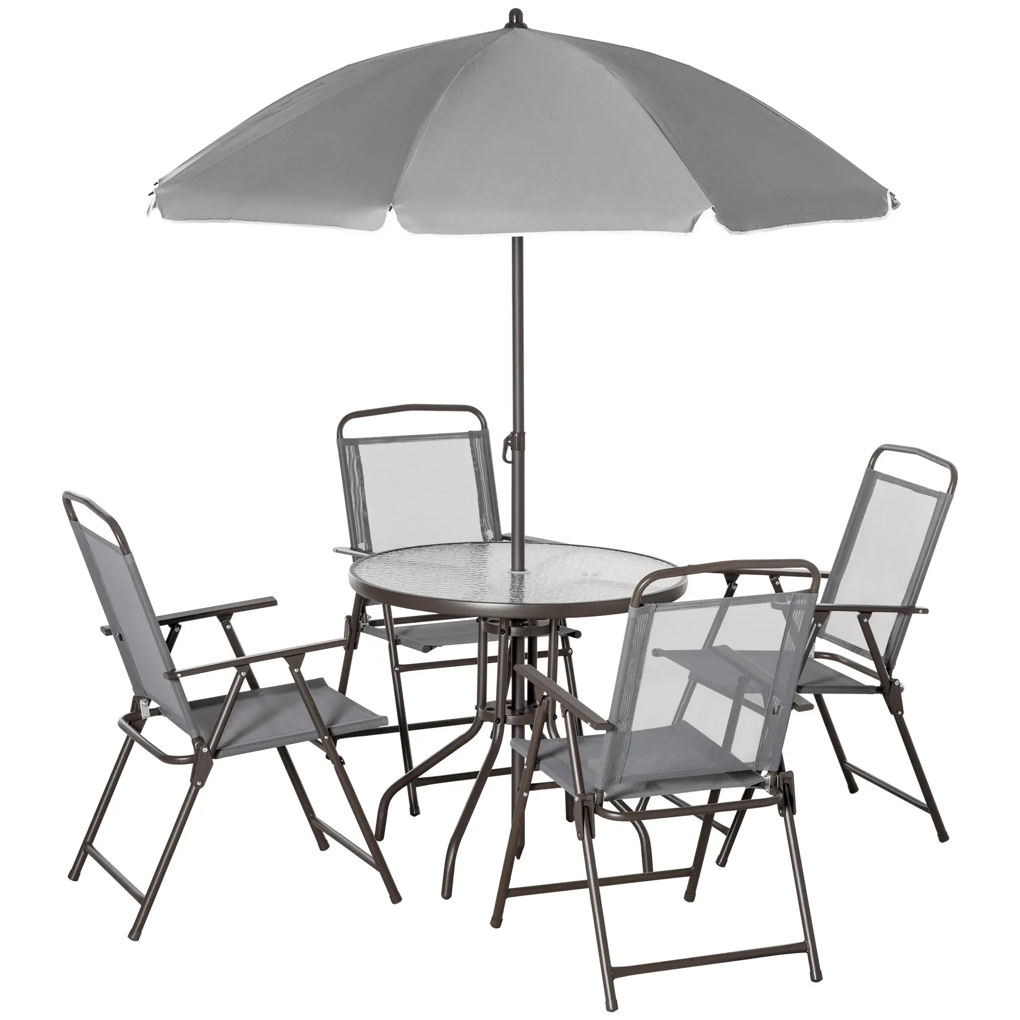 6-Piece Outdoor Dining Set, Round Table, 4 Folding Chairs, Grey Outdoor Dining Sets at Gallery Canada