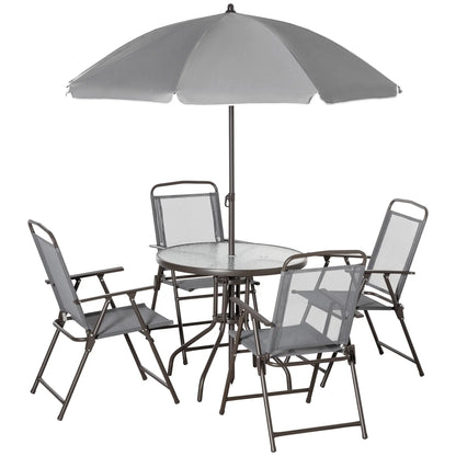6-Piece Outdoor Dining Set, Round Table, 4 Folding Chairs, Grey Outdoor Dining Sets at Gallery Canada
