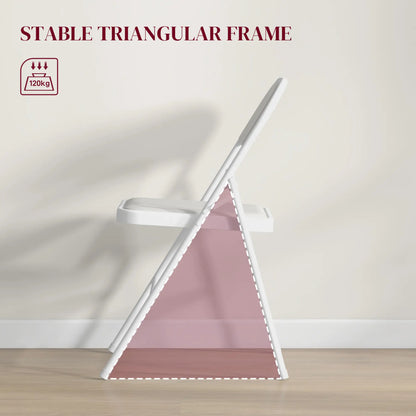 Set of 2 Metal Foldable Chairs, PU Leather Padded, White Bar Stools at Gallery Canada