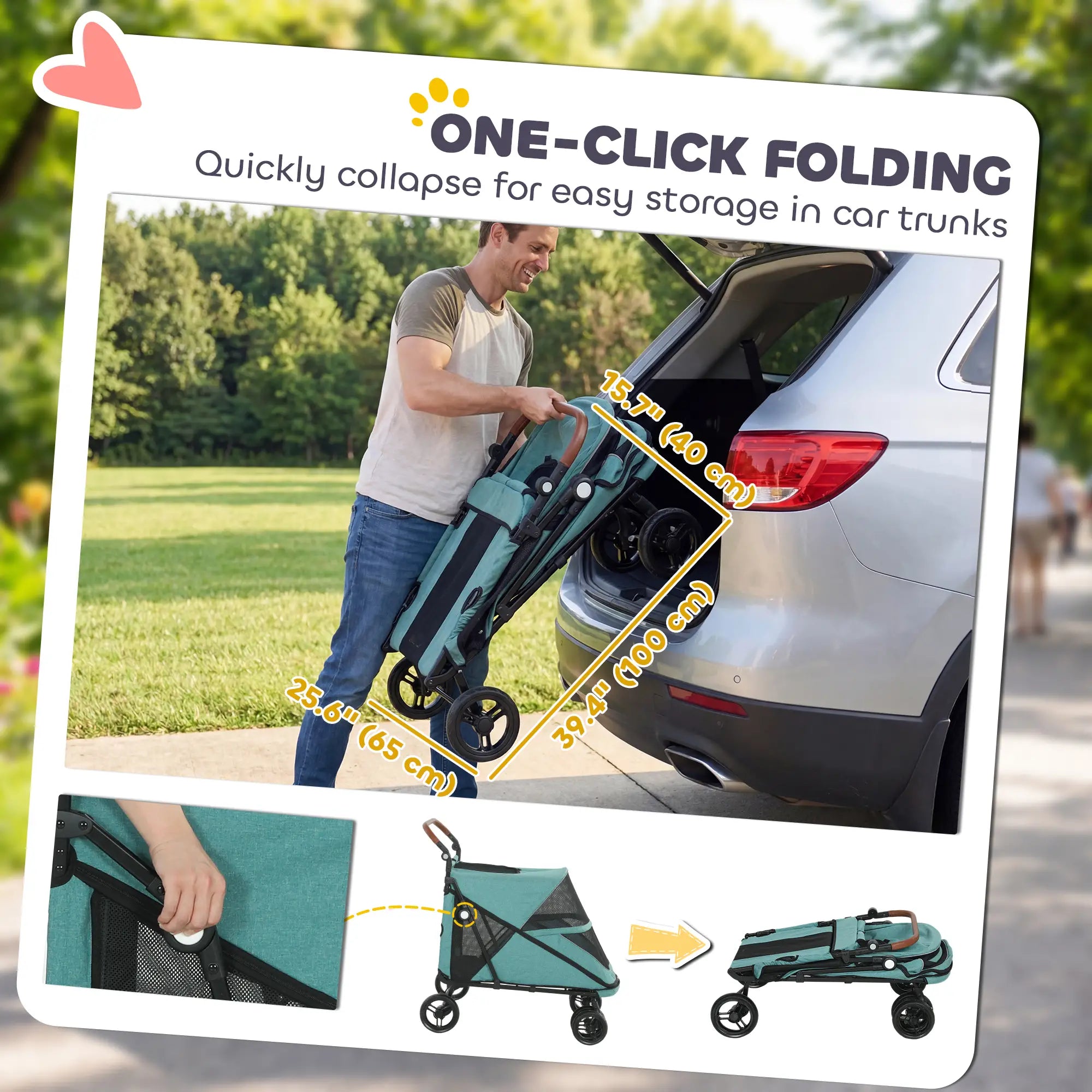 Dog Stroller for Large Dogs Up to 66 Lbs, 4-Wheel Shock Absorption, Turquoise Dog Bike Trailers & Strollers at Gallery Canada