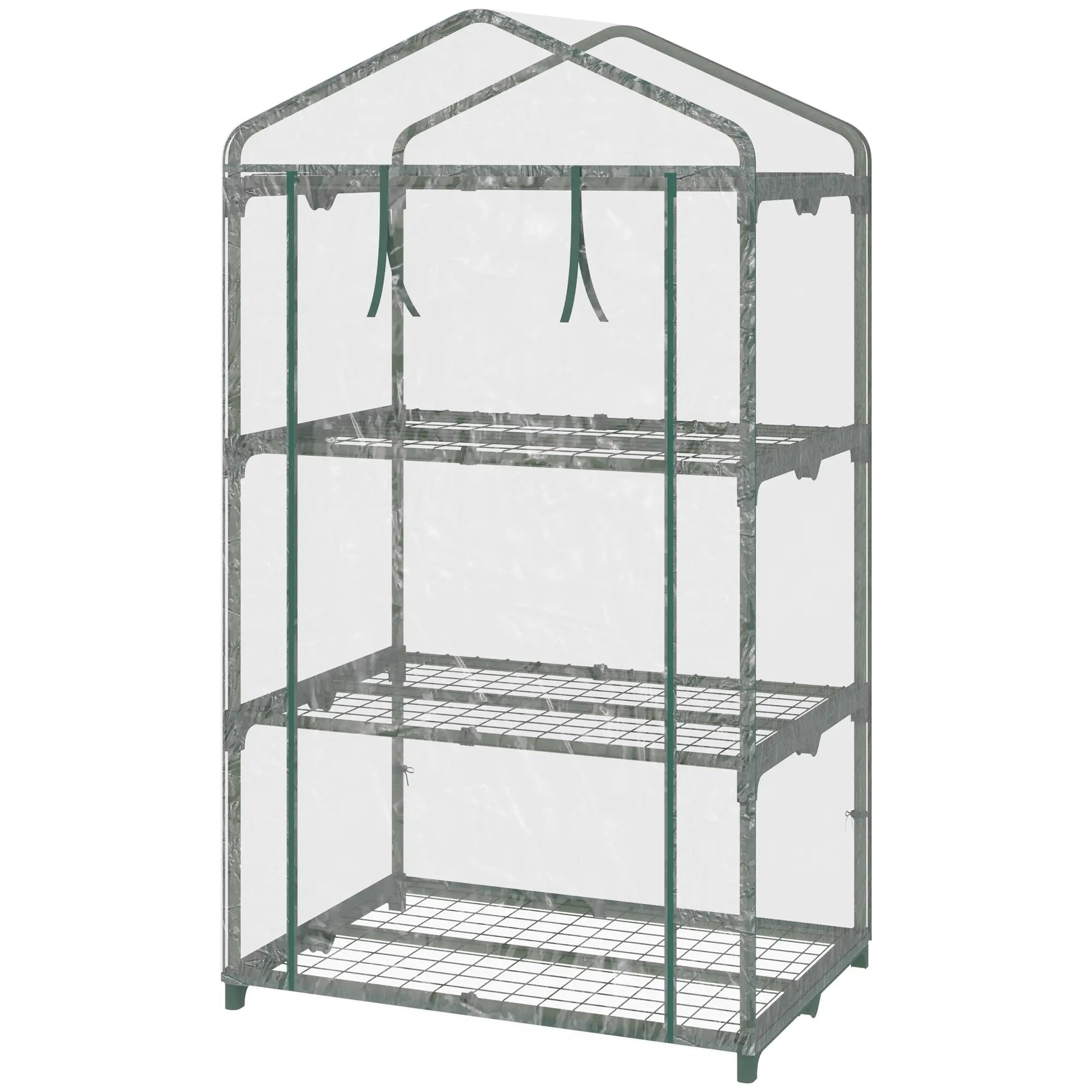 3 Tier Mini Greenhouse, Portable with Shelf Clips, Plastic Cover, Steel Frame, 27