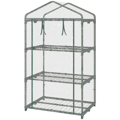 3 Tier Mini Greenhouse, Portable with Shelf Clips, Plastic Cover, Steel Frame, 27" x 19" x 49", Transparent Mini Greenhouses at Gallery Canada