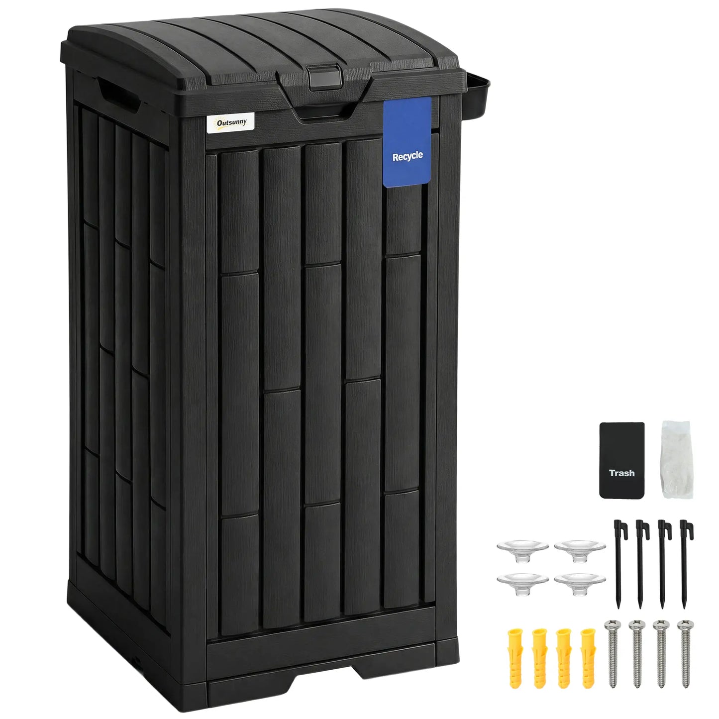 29 Gallon Outdoor Garbage Bin, Dual Lid, Ashtray Drip Tray, Black Garden Accessories at Gallery Canada
