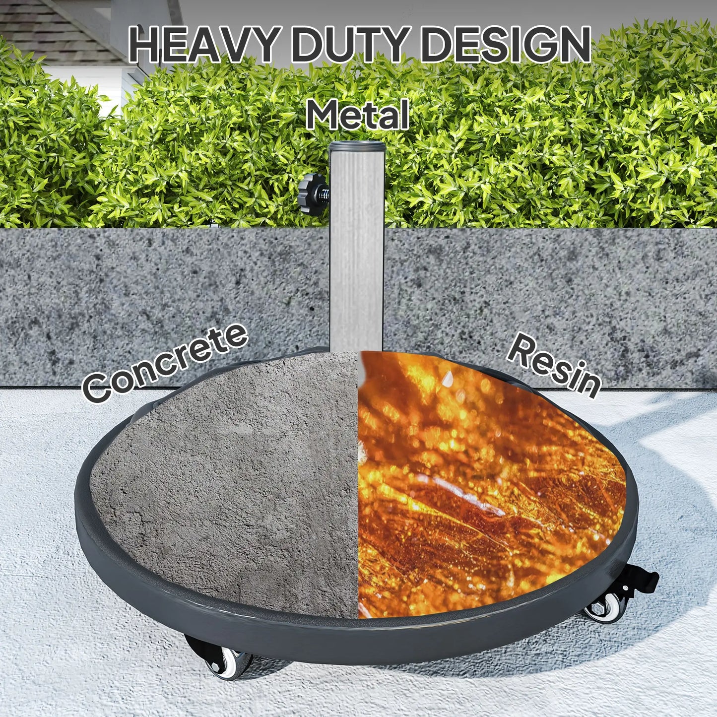 Round Patio Umbrella Base With Wheels, 44 Lbs Resin Stand, 1.3"/1.5"/1.9" Poles, Black Umbrella Bases at Gallery Canada