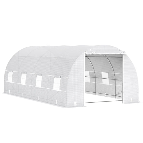 20x10x7ft Heavy Duty Walk-In Greenhouse, Outdoor Plant Grow House, White