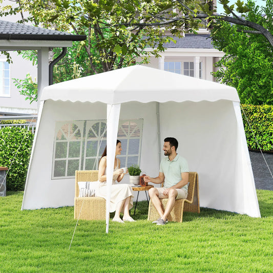 Pop Up Canopy Tent With Sidewalls, UV50+, Carry Bag, Slant Legs, 8 x 8ft Pop Up Canopies White at Gallery Canada