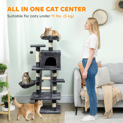52 Inch Large Cat Tree, Dark Grey Cat Towers at Gallery Canada