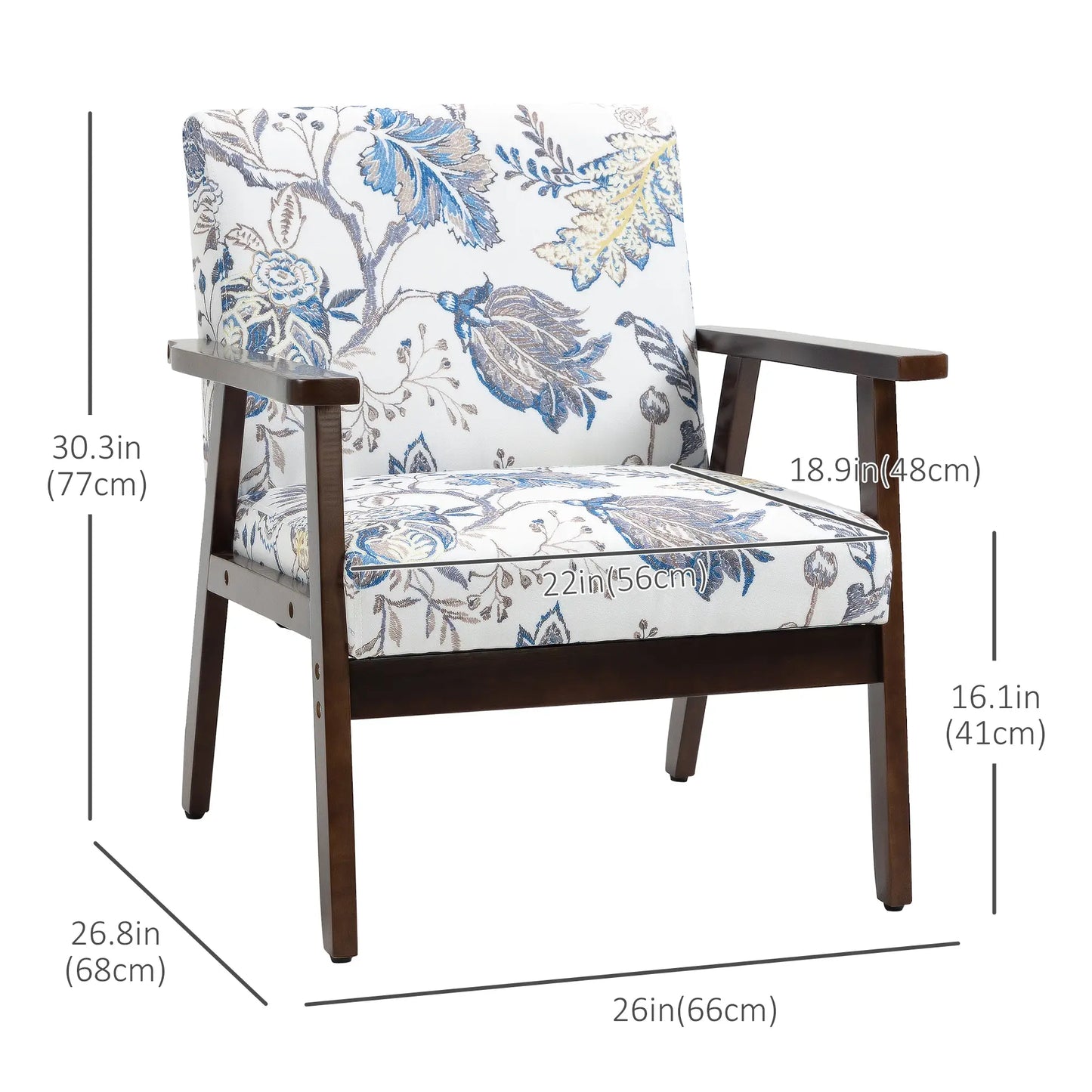 Modern Accent Chairs with Cushioned Seat, Upholstered Linen-Feel Armchair for Bedroom, Living Room, Multicolored Accent Chairs at Gallery Canada