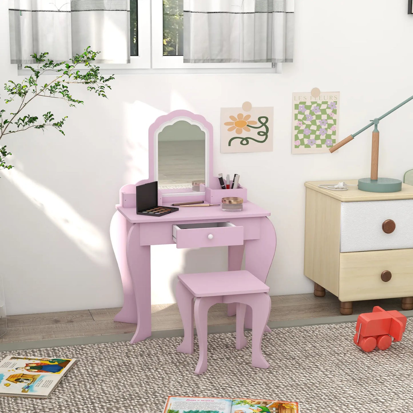Makeup Vanity With Mirror, Stool, Cloud Design, 3-6 Years, Pink Toy Vanity at Gallery Canada