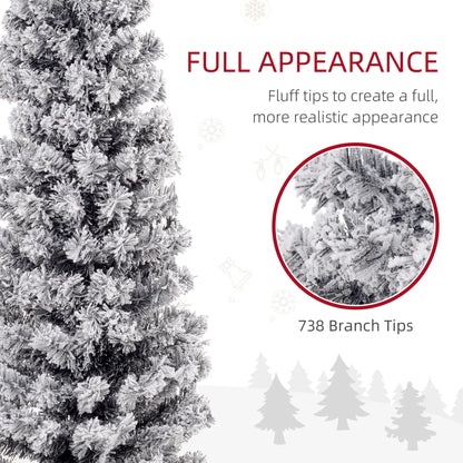 7.5ft Flocked Pencil Christmas Tree, Realistic Branch Tips, Black Flocked Christmas Trees at Gallery Canada