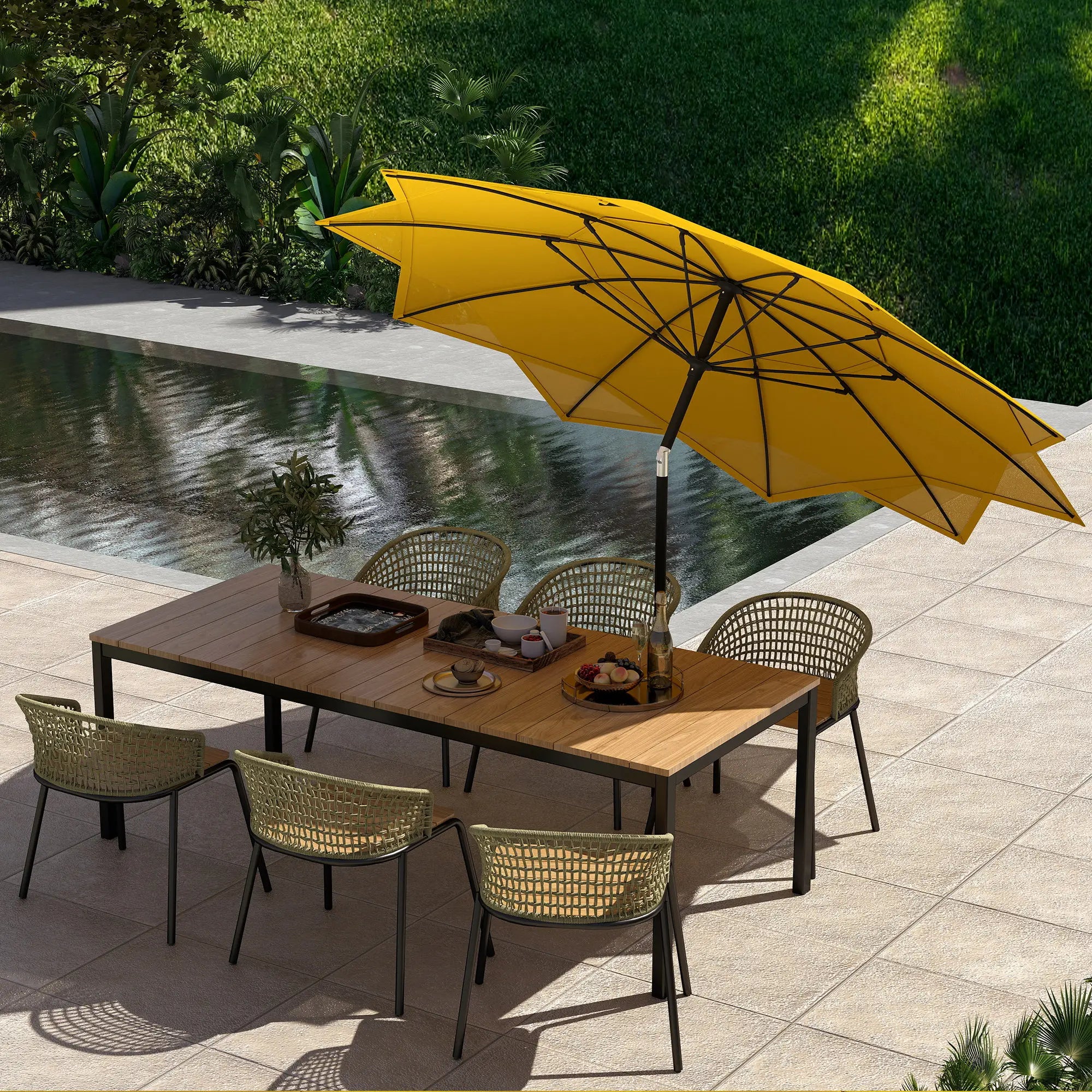 8.5FT Parasol, 10 Ribs, Air Vents, Crank Handle, Tilt, Yellow Sun Umbrellas at Gallery Canada