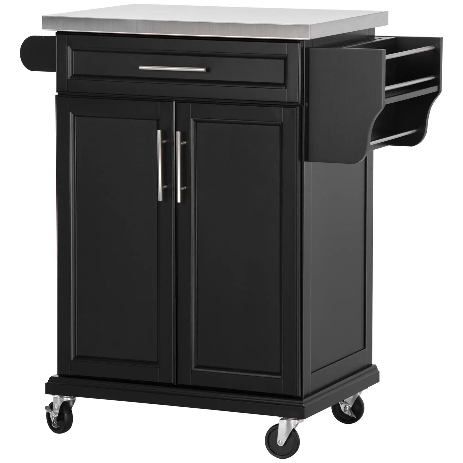 Kitchen Island with Stainless Steel Top, Rolling Cart, Storage Drawer, Black Kitchen Islands & Kitchen Carts at Gallery Canada