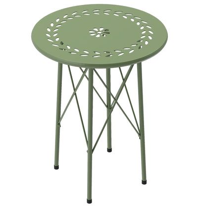 15.7" Round Garden Table, Steel Bistro Table With Adjustable Feet, Green Patio Side Tables Green at Gallery Canada