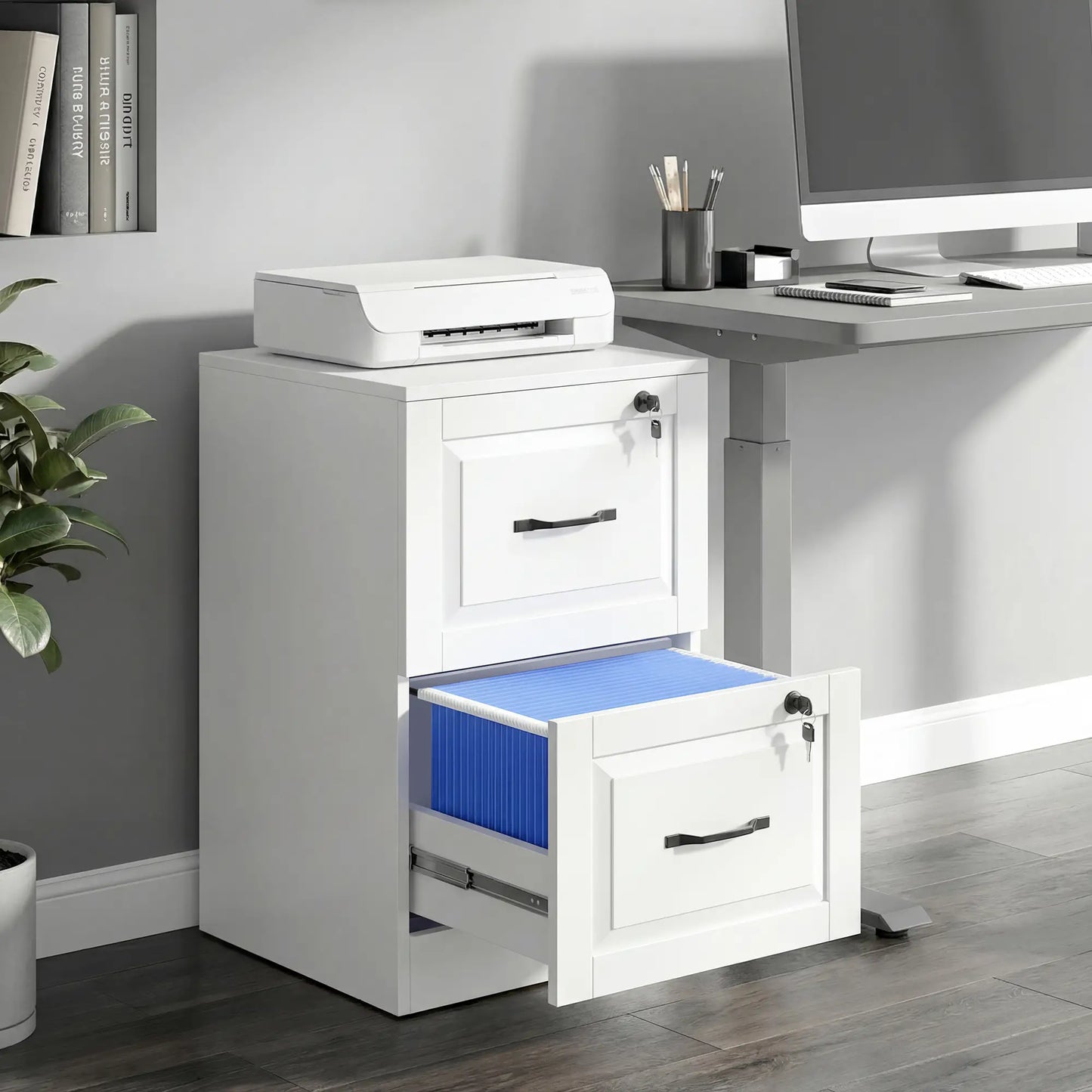 2 Drawer File Cabinet With Lock, Vertical Filing Cabinet, White Office Cabinets & Cupboards at Gallery Canada