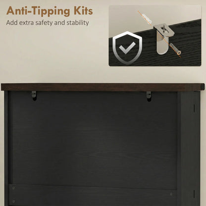 72" Tall Kitchen Pantry Cabinet, Farmhouse Storage Cabinet with 8 Door Racks and Adjustable Shelves, Black