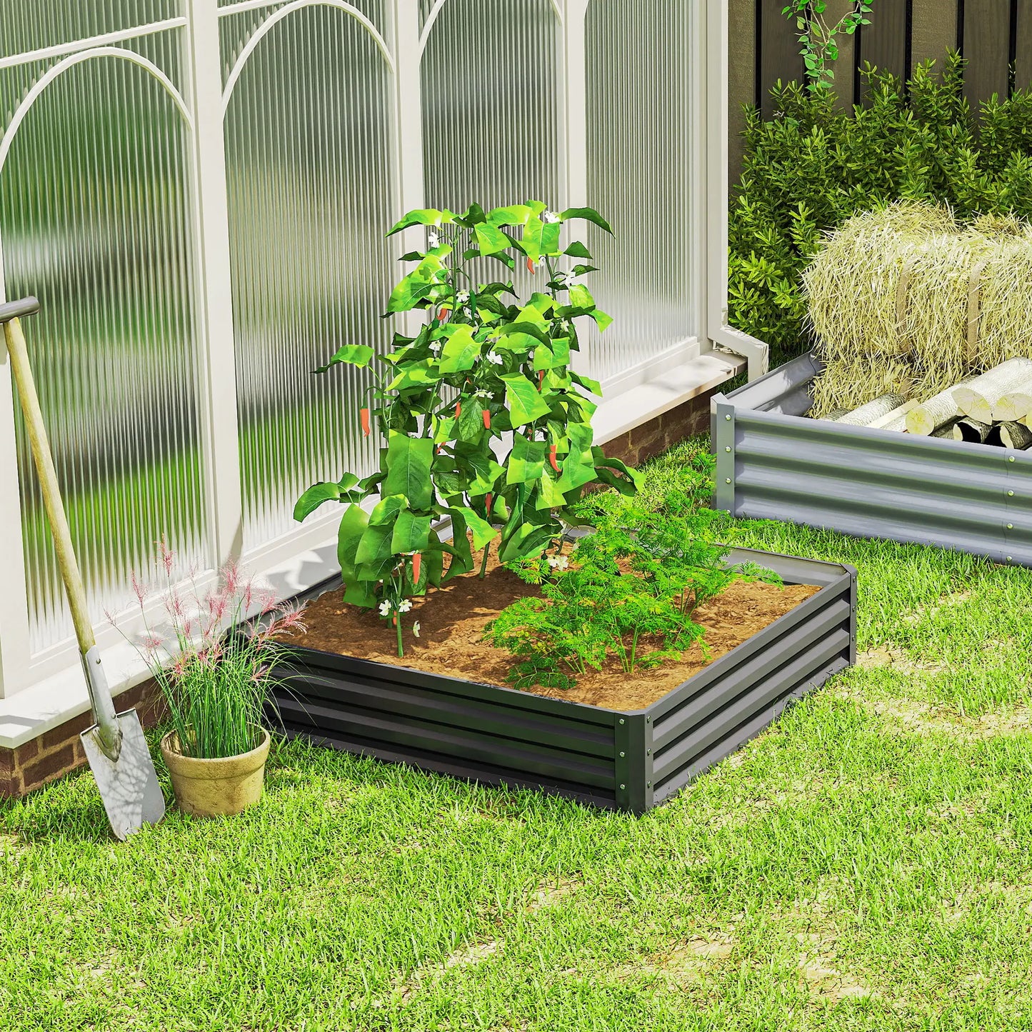 4' x 4' x 1' Galvanized Steel Raised Garden Bed, Light Grey Galvanized Planter Boxes at Gallery Canada