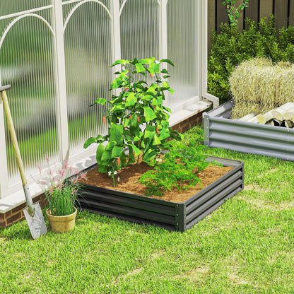 4' x 4' x 1' Galvanized Steel Raised Garden Bed, Light Grey Galvanized Planter Boxes at Gallery Canada