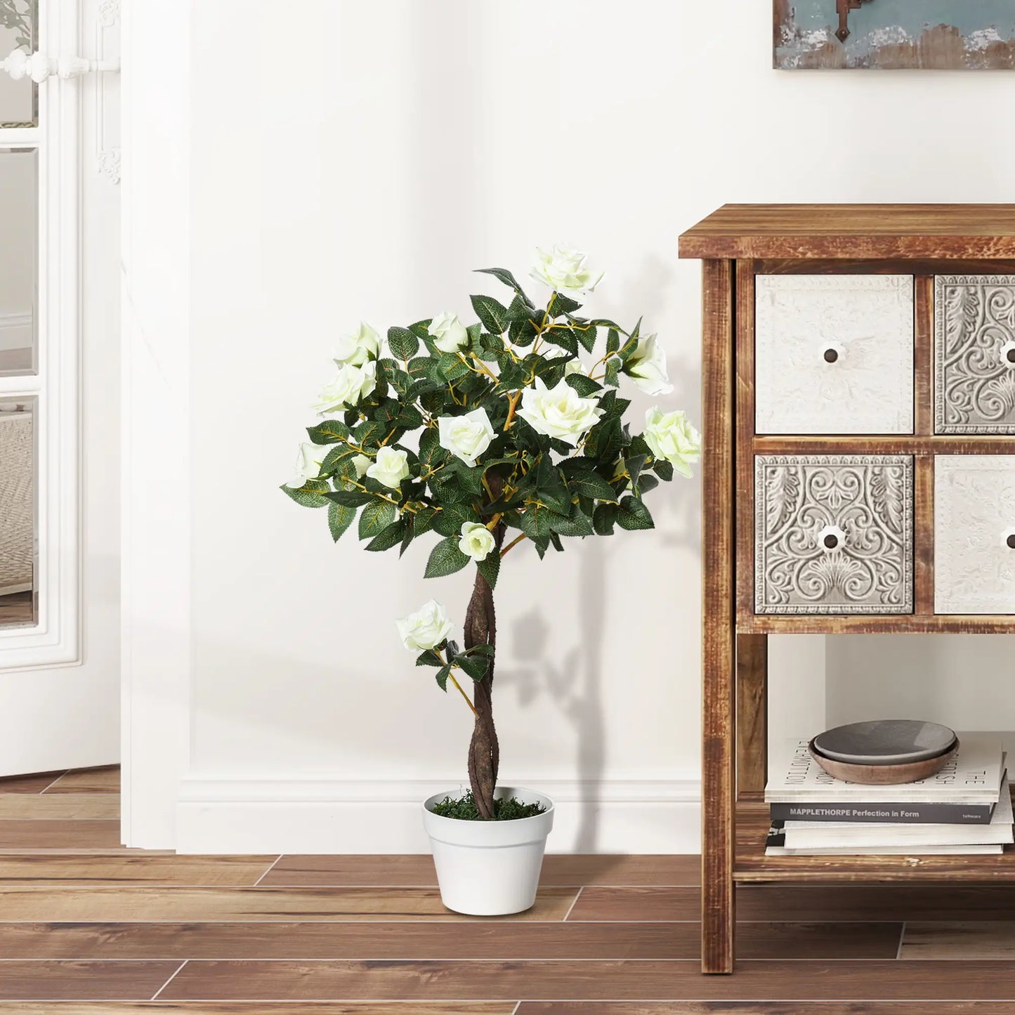 3FT White Rose Artificial Plant In Pot, Fake Plant For Indoor Decor, White Artificial Trees at Gallery Canada