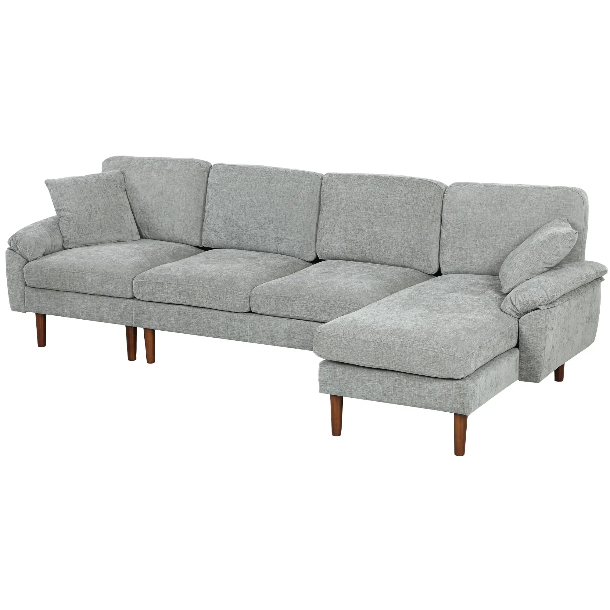 L-Shape Sofa, Modern Sectional Couch with Chaise Lounge, Grey 3-Seater Sofas Grey, Brown at Gallery Canada