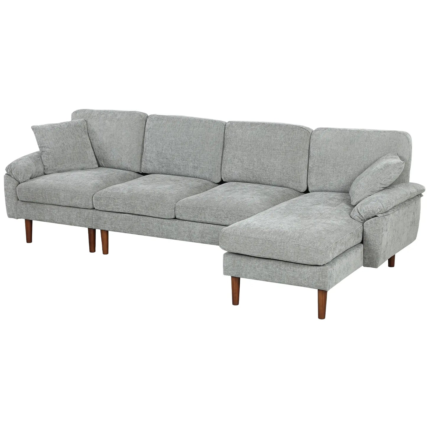 L-Shape Sofa, Modern Sectional Couch with Chaise Lounge, Grey 3-Seater Sofas Grey, Brown at Gallery Canada