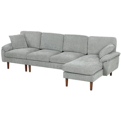 L-Shape Sofa, Modern Sectional Couch with Chaise Lounge, Grey 3-Seater Sofas Grey, Brown at Gallery Canada