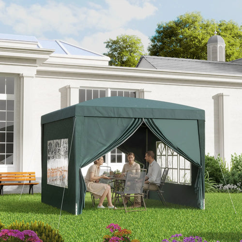 10'x10' Outdoor Pop Up Party Tent Wedding Gazebo, Dark Green