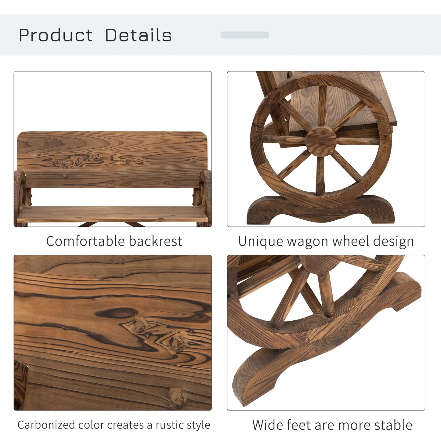 Wooden Wagon Wheel Bench, Rustic 2 Seater, Garden Outdoor Chair Outdoor Benches at Gallery Canada