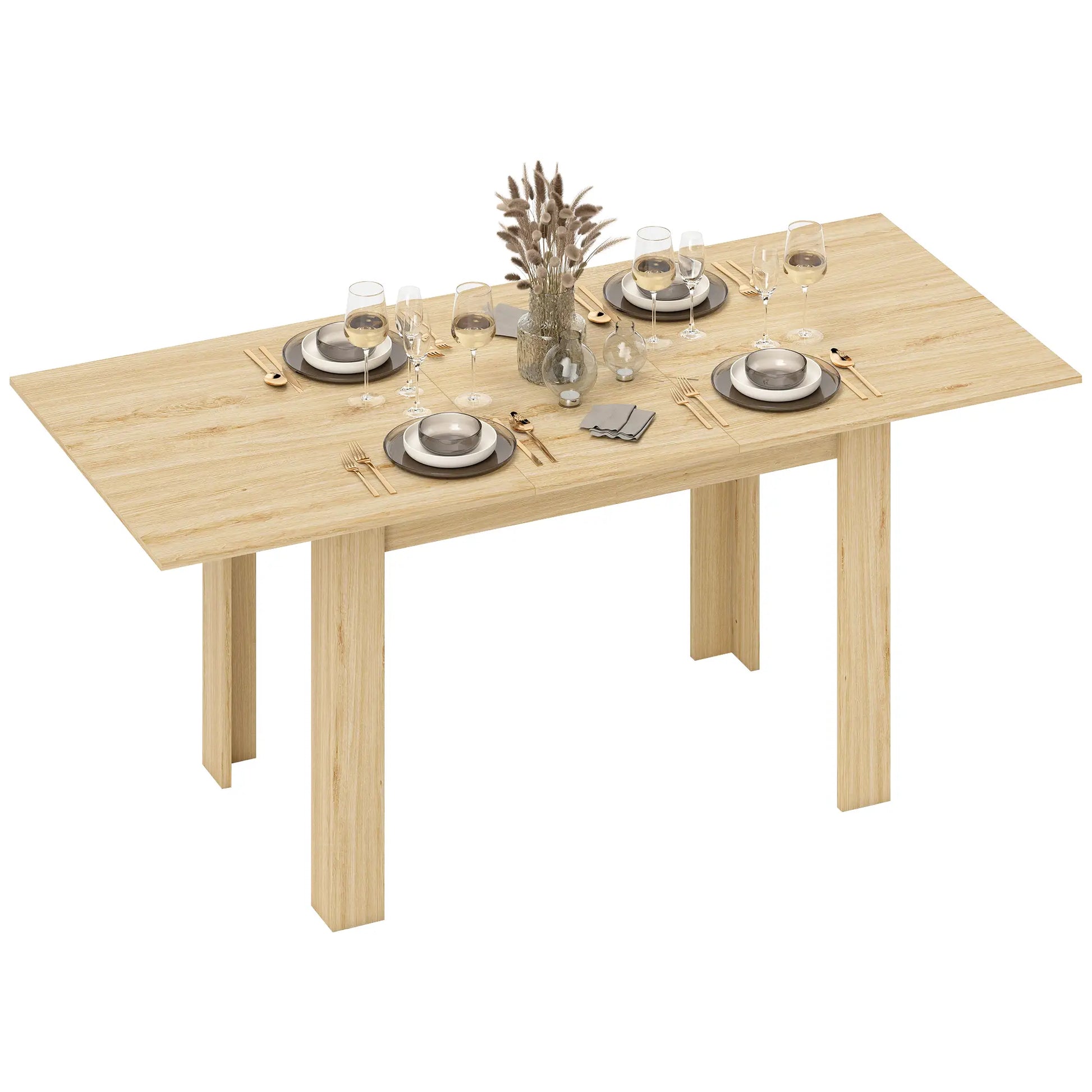 Extendable Dining Table, 55.1(70.9) x31.5 in, for 6-8, Natural Wood Dining Tables Natural at Gallery Canada